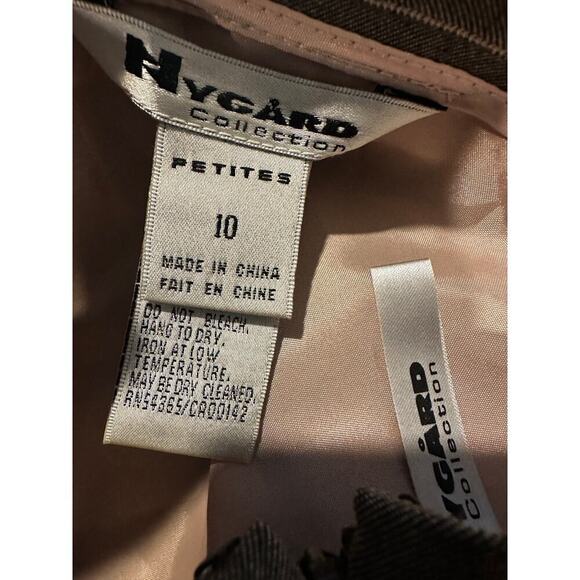 Size 8 Blazer Pleated Skirt Suit Set Brown Striped Career Office Siren Boardroom - Picture 9 of 14